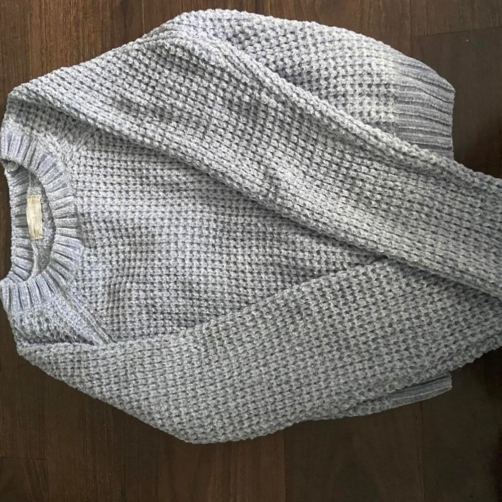 Light blue velvet sweater. So soft.